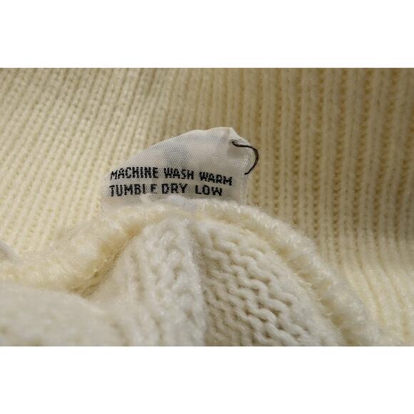 Vintage 80s Cardigan Sweater Cream Fair Isle Cable Knit Men's Size M Kentfield - Picture 5 of 5